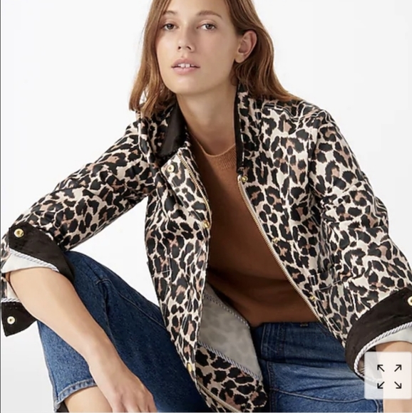 J. Crew Jackets & Blazers - J.Crew Beige & Black Leopard Print Coated Jacket W/ Corduroy Collar Size S